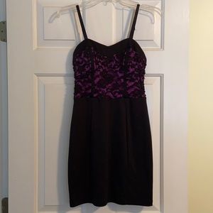 Lily Rose Purple/Black Lace Top Dress- Size Small